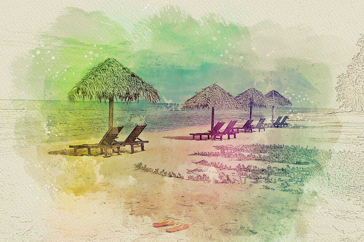 Easy watercolor painting photo effect Creative Market