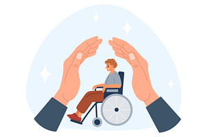 Human hands protect shutting down, a Healthcare Illustration by Vectorbuum