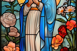 Holy Mary with flowers stained glass, an Arts & Entertainment Photo by MistyDay