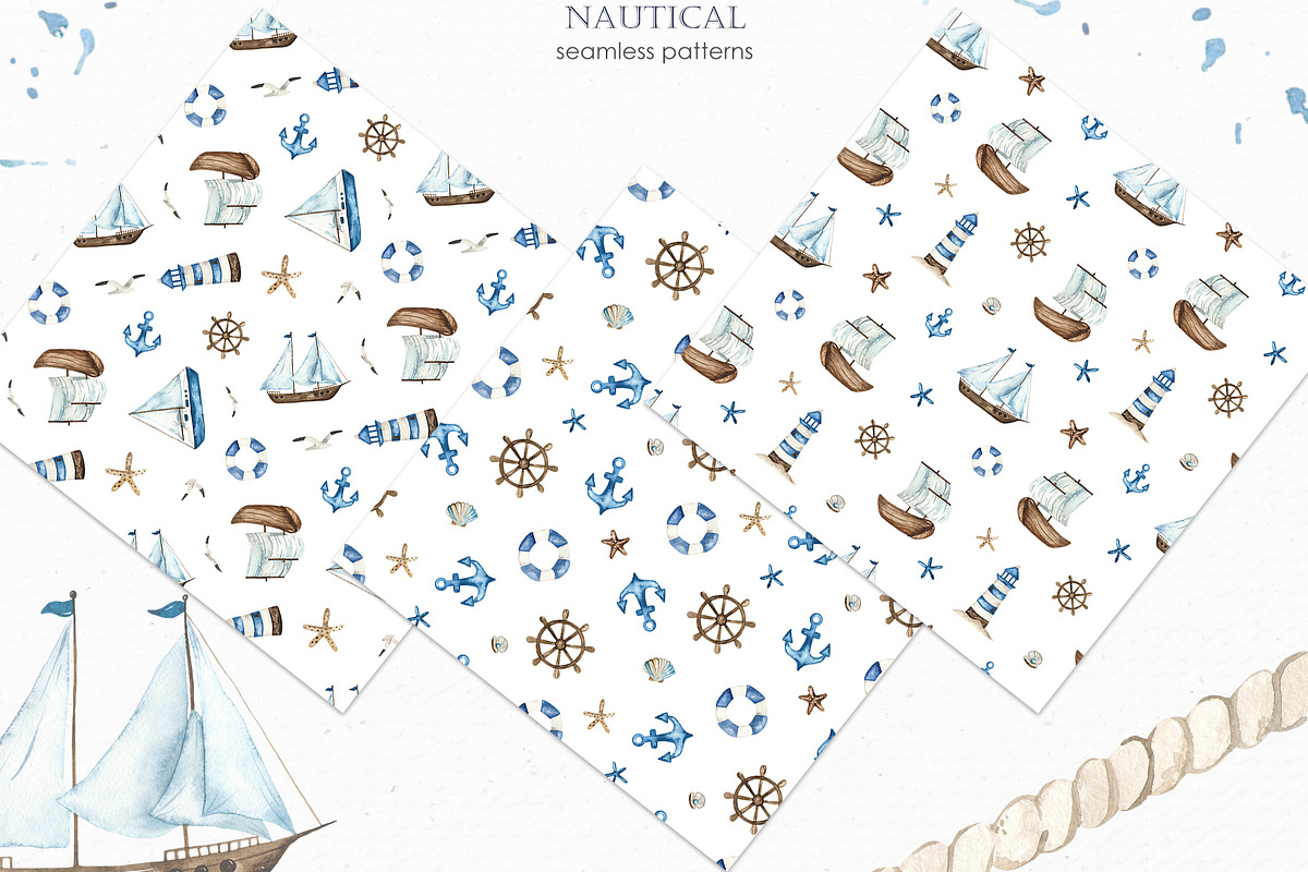 Nautical watercolor collection, a Transportation Illustration by Marina Ermakova (Photo 5 of 7)