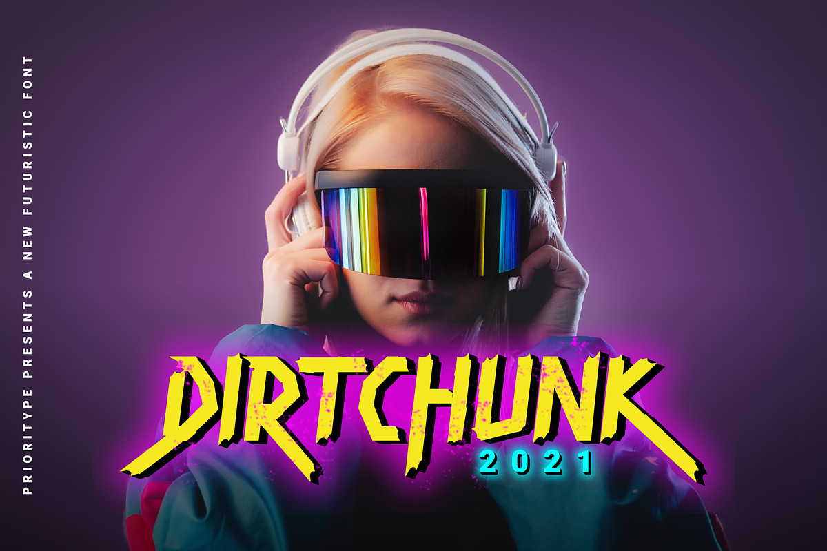 Dirtchunk - Futuristic Font, a Font by Prioritype Co (Photo 1 of 9)