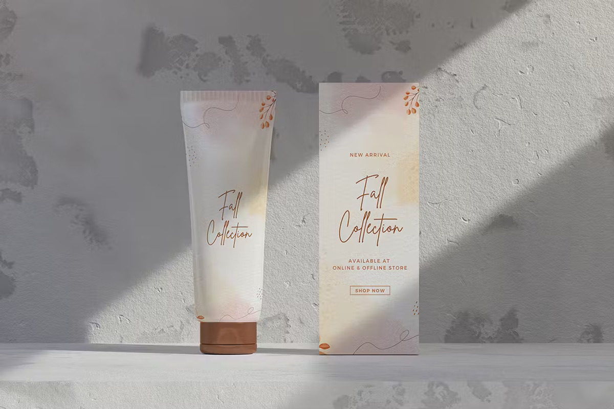 Cosmetic Tube with Box Mockup, a Packaging Mockup by PaperMoon (Photo 2 of 5)