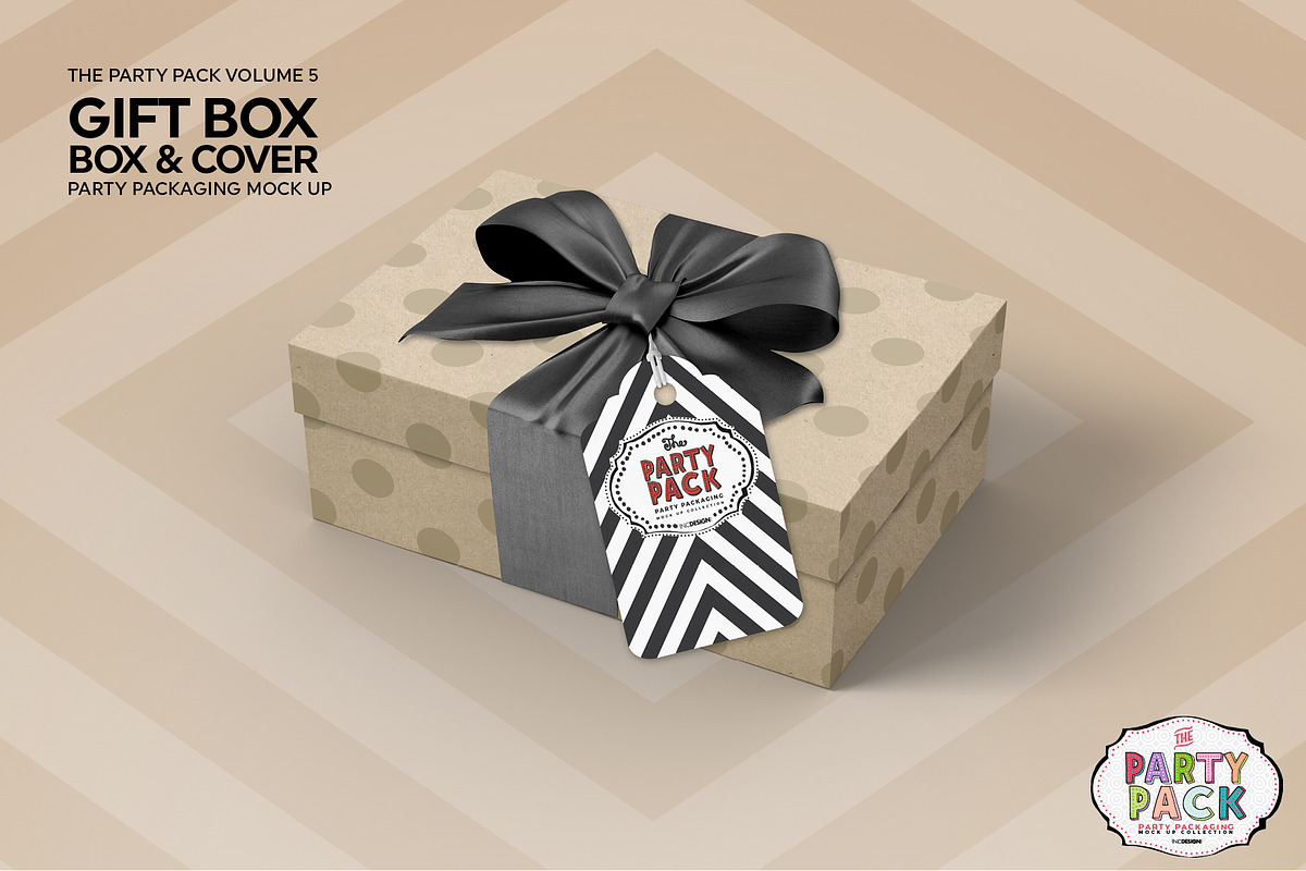 Gift Box with Cover Packaging Mockup, a Packaging Mockup by INCDesign (Photo 5 of 7)