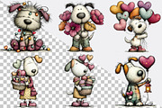 Whimsical Valentine Dog Clipart Bun, an Illustration by SVGArt (Thumbnail 5 of 8)