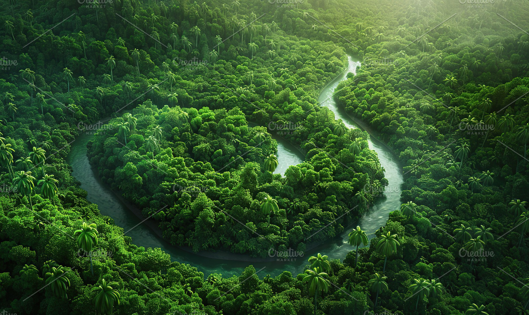 Winding river in the green jungles, a Nature Photo by AlyaAnd