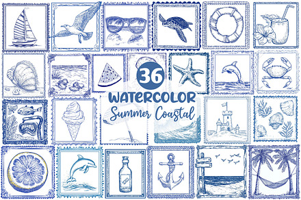 Summer Coastal Sublimation Clipart, an Illustration by Dream Creation