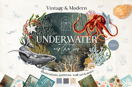 Underwater Watercolor Collection, an Object Graphic by Julia Dreams