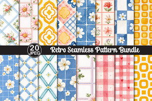 Retro Seamless Pattern Bundle, a Pattern Graphic by Black Bird Studio