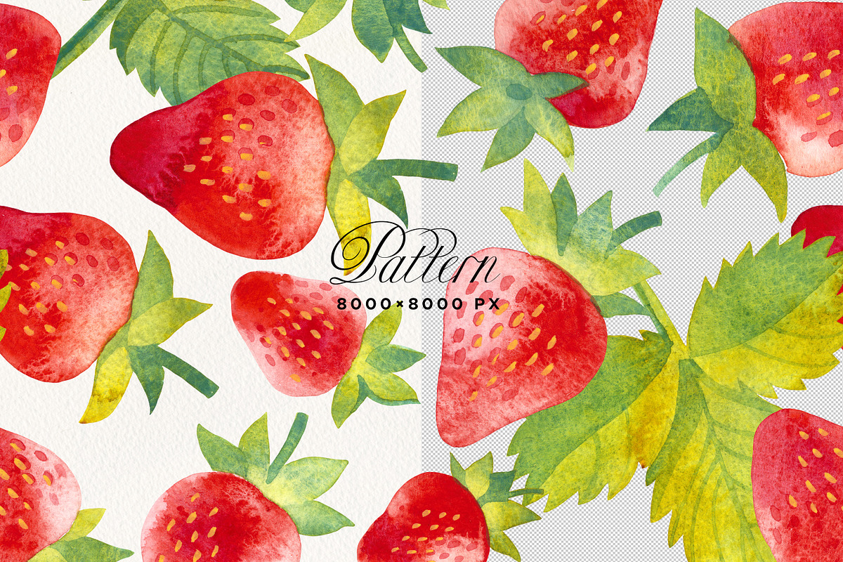 Watercolor Strawberry Fruits Clipart, a Food Illustration by Olga Begak Art & Design (Photo 4 of 5)