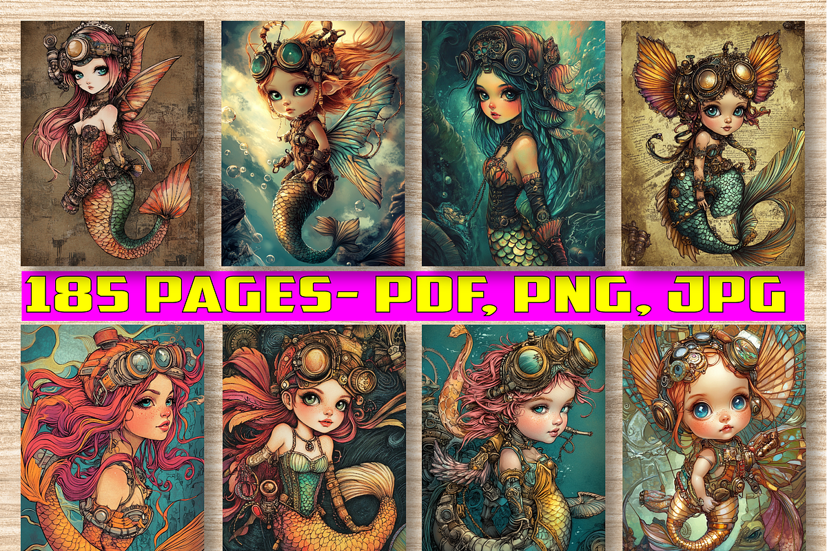 Steampunk Baby Mermaid Volume 02, a Decorative Illustration by BrandlyTemplate (Photo 2 of 4)