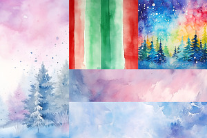 Watercolor Backgrounds. Winter