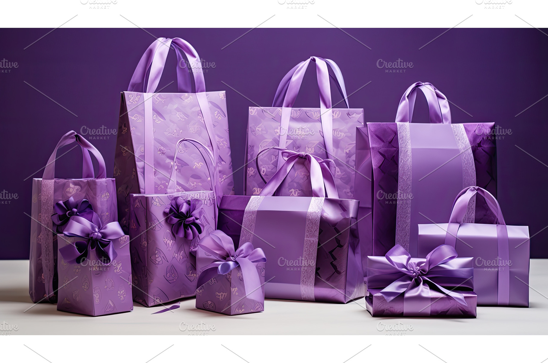 bags purple gift ai generated, a Holiday Photo by pikepicture