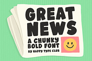 Great News - A Chunky Bold Font, a Sans Serif Font by Happy Type Club (Thumbnail 1 of 6)