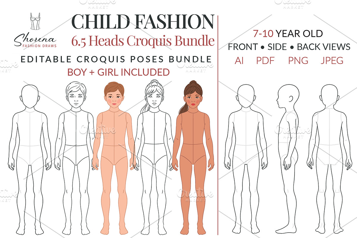 Child Fashion Croquis Bundle, a Person Illustration by Shorena Fashion Draws (Photo 1 of 13)
