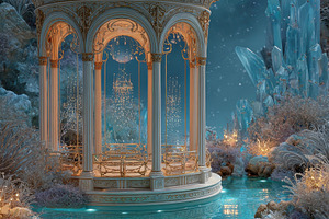 Enchanting Gazebo in a Crystal Winte, an Abstract Photo by Pixeness Studio