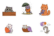 Cute Cats Clipart, a Seasonal Illustration by CreationArt (Thumbnail 3 of 5)
