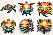 Sunset Sea Turtle Sublimation, an Illustration by Libby Wishes (Thumbnail 4 of 4)