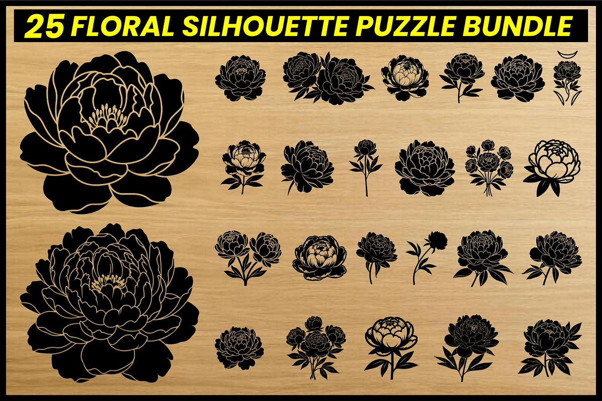 Floral Silhouette Puzzle Bundle, an Object Illustration by Artivon (Photo 8 of 8)