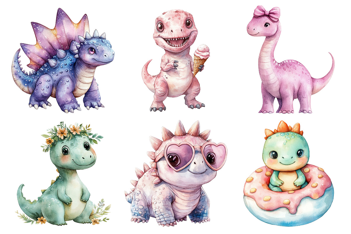 Cute Kawaii Dinosaurs Sublimation, an Illustration by Daily.Designs (Photo 5 of 5)