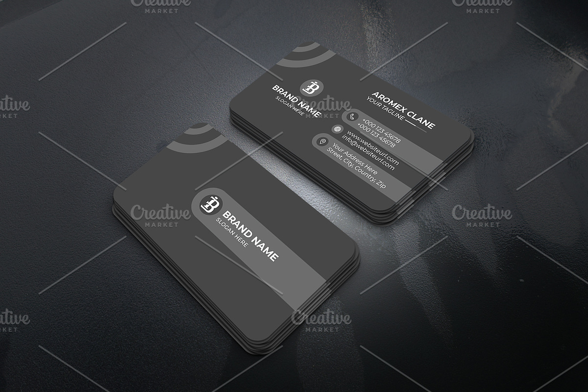 Black minimal business card template, a Business Card Template by saifulbranding (Photo 1 of 2)