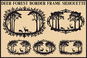 Deer Forest Border Frame Set, an Illustration by Creativeshirt