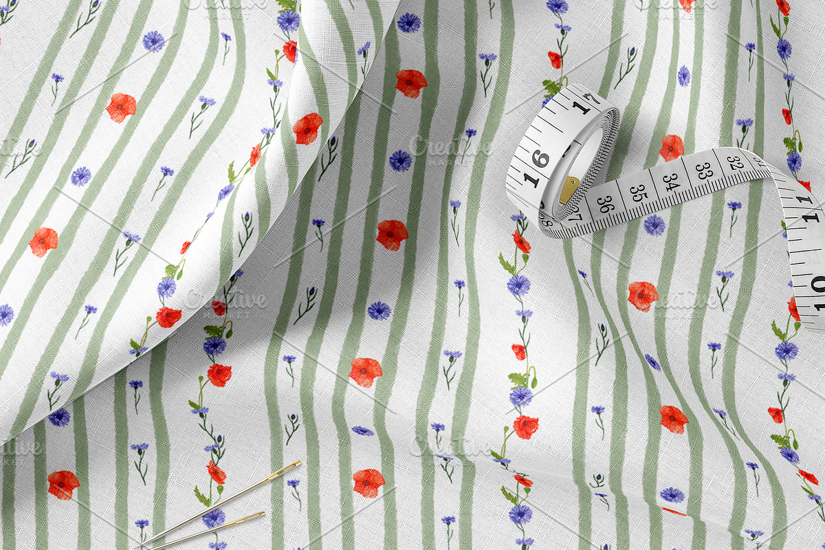 Wildflowers, stripes, checks bandle, a Pattern Graphic by Oksana Dovhopol Art (Photo 9 of 23)