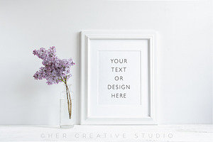 Picture frame Mockup Lilacs, a Print Template by Her Creative Studio