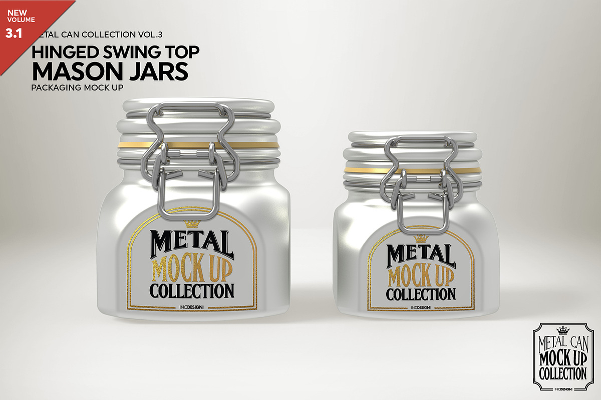 Hinged Swing Top Metal Jars Mockup, a Product Mockup by INCDesign (Photo 1 of 7)