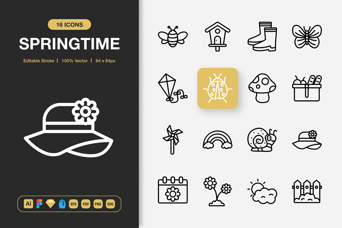 Springtime Icons, an Outline Icon by Spacepixel Creative