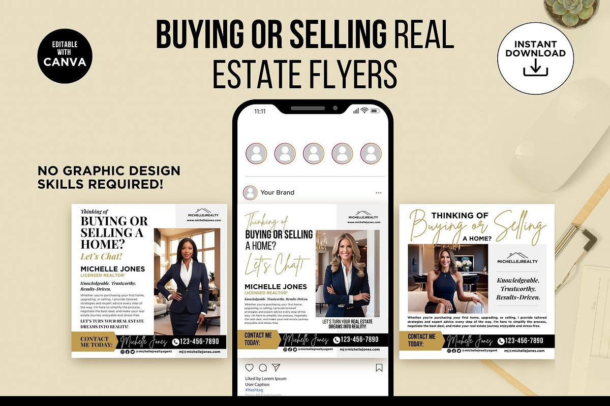 DIY Realtor Flyer Buying or Selling, a Social Media Template by CreativeVinesStore (Photo 5 of 7)