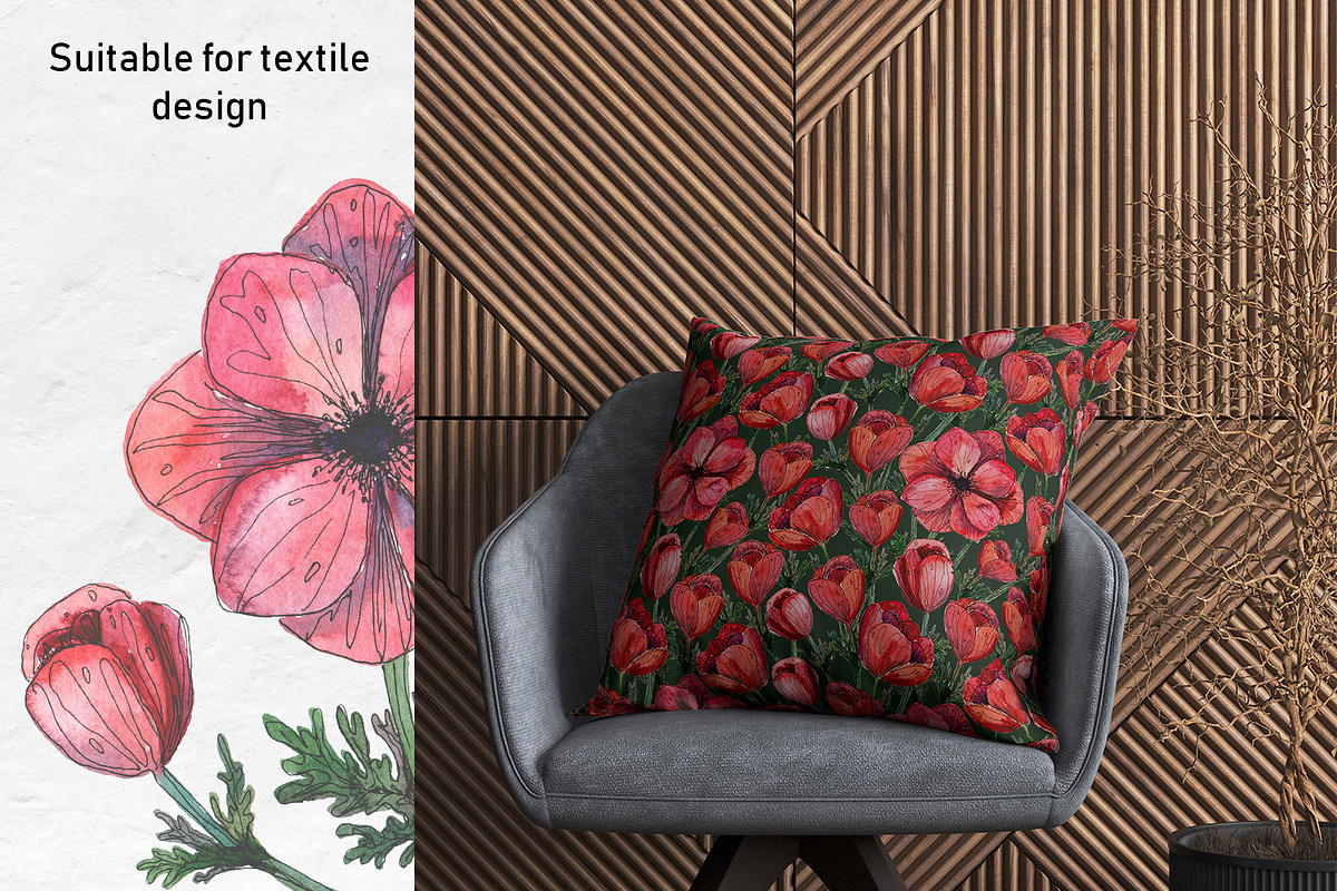 Dark floral flower pattern set, a Pattern Graphic by Dina Guiter (Photo 5 of 9)