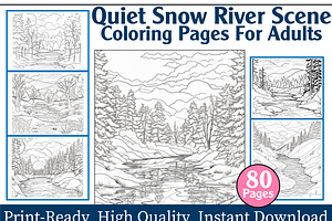Quiet Snow River Scene Coloring Page
