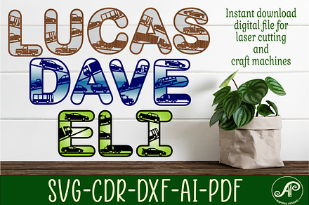 Vehicle alphabet set SVG bundle