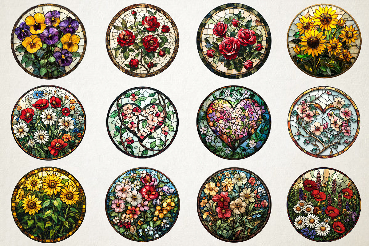 Spring Flower Stained Glass Bundle, an Illustration by RobertsArt (Photo 2 of 5)