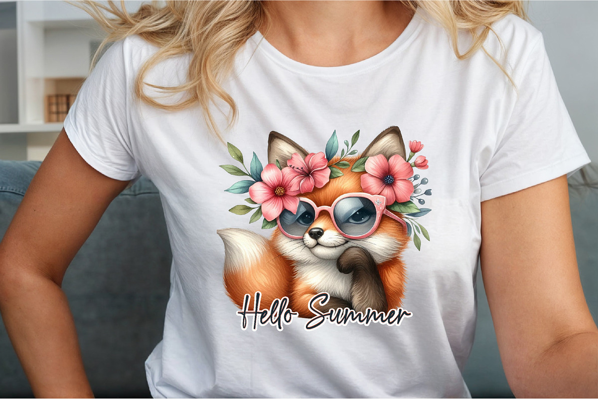 Hello Summer Fox Sublimation PNG, an Illustration by Sublimation Artist (Photo 4 of 9)