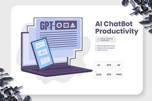 AI Chatbot Productivity Illustration, a Technology Illustration by erifqizeicon
