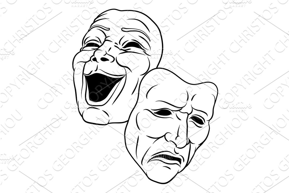 Theater Or Theatre Drama Comedy And, an Illustration by Christos Georghiou