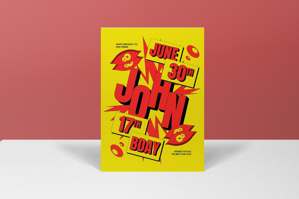 Yellow Teen Birthday Invitation, an Invitation Template by graphicook (Photo 3 of 3)