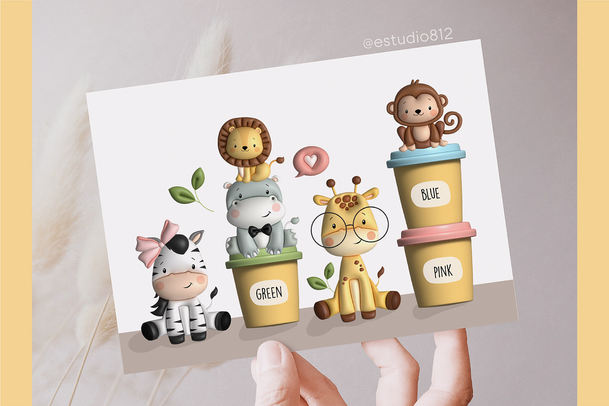 Cute Safari - Playdought texture, an Animal Illustration by Estudio 812 (Photo 5 of 8)