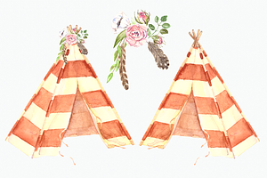 Watercolor Dreamcatcher & Teepee