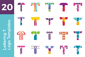 20 Logo Lettering T Template Bundle