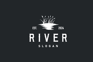 River Logo, Creek Simple Silhouette