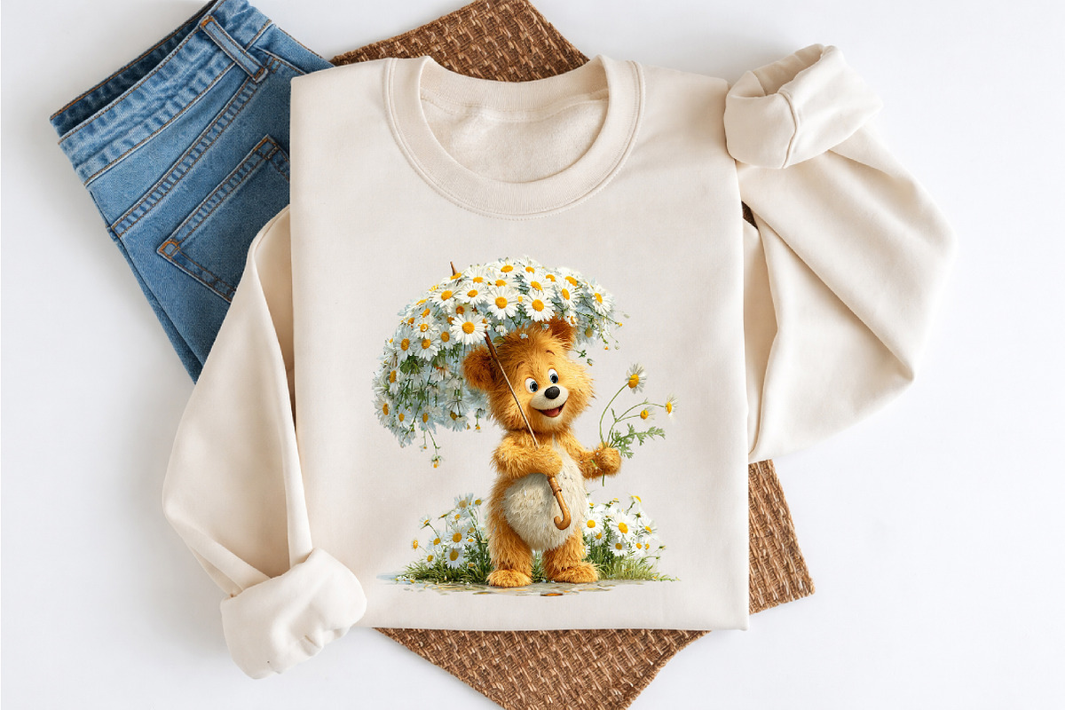 Whimsical Daisy Teddy Bear Clipart, a Seasonal Illustration by Craft Nest (Photo 8 of 12)