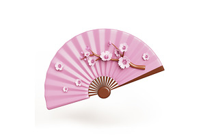 3d Chinese Or Japanese Hand Fan With