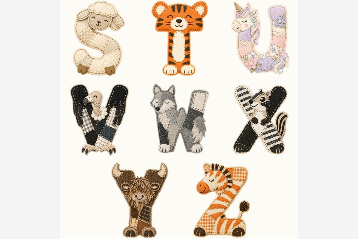Patchwork Animals Alphabet PNG, a Seasonal Illustration by Tanya Kart (Photo 3 of 6)