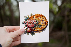 Apple Pie Watercolor Clipart. AI