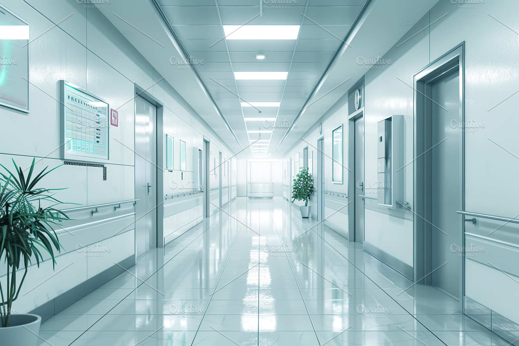 Empty modern hospital corridor, a Photo by AlyaAnd