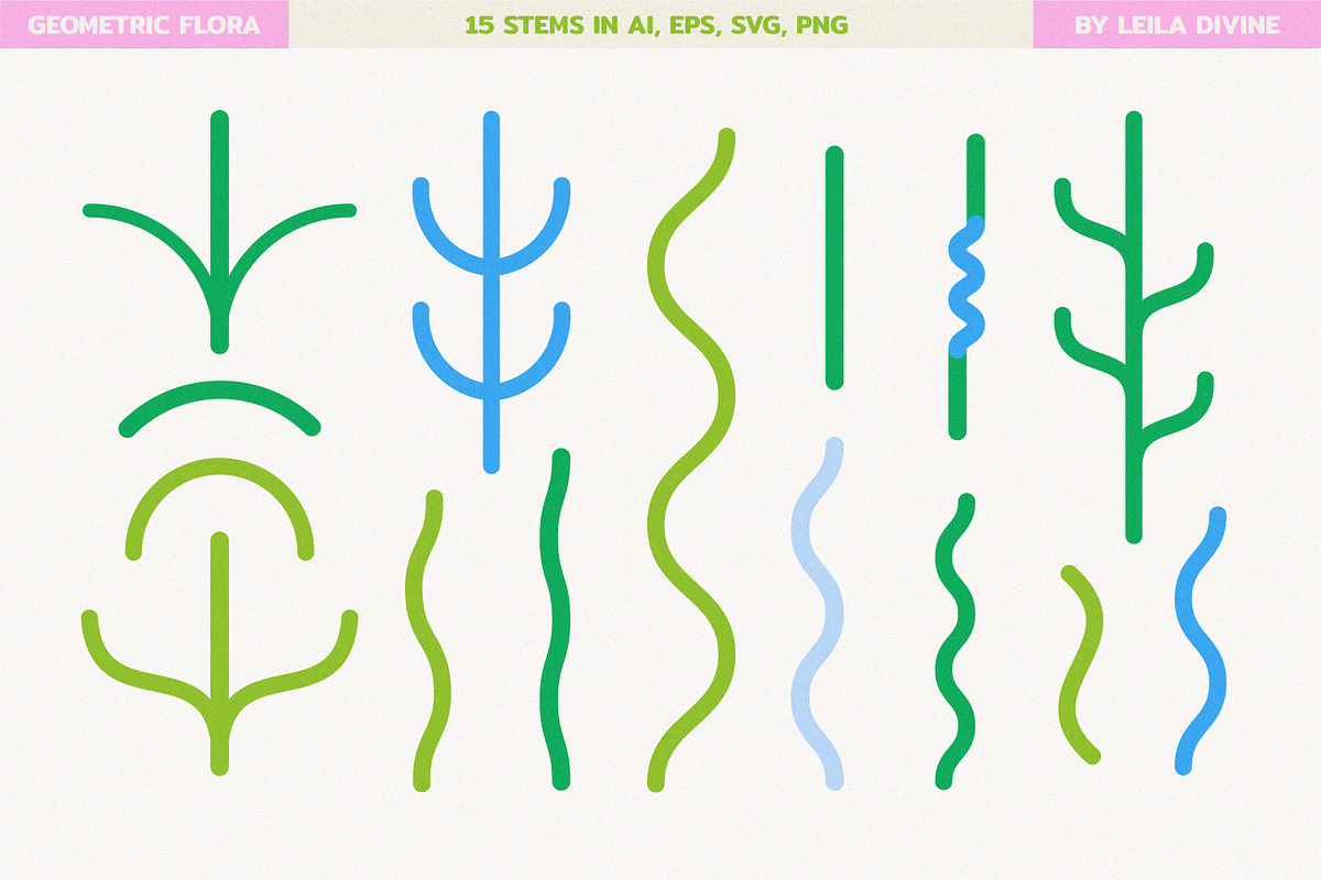 Geometric Floral Shapes & Patterns, an Object Graphic by Leila Divine (Photo 8 of 16)