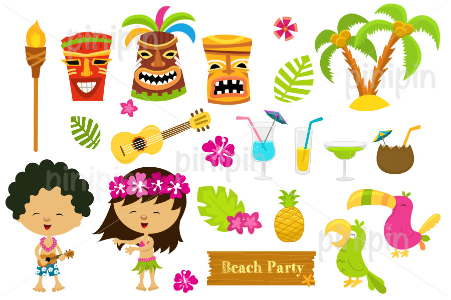 Cute Hawaiian Elements, a Food Illustration by pinipin