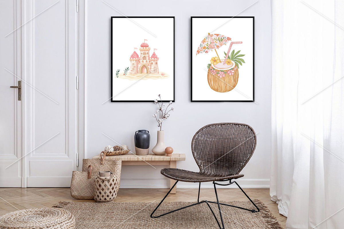 Watercolor Summer Beach Clipart PNG, a Seasonal Illustration by Canvas Craft (Photo 7 of 10)